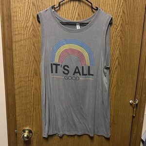 Vanilla Bay Gray Sleeveless Top with Rainbow Graphic